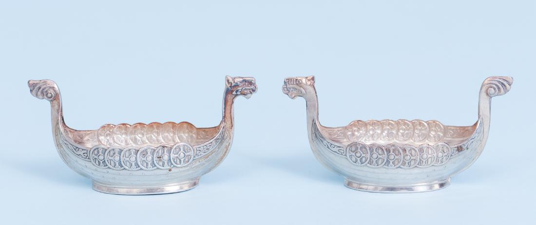 Pair Sterling Viking Boat Salts (1 of 7)