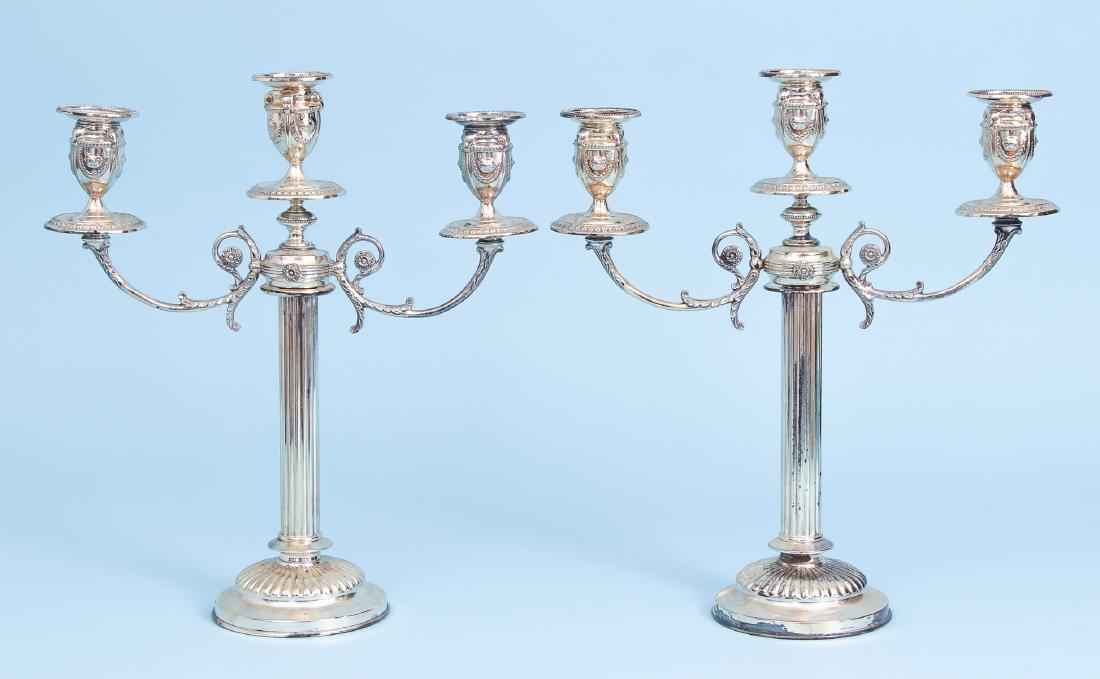 Pair of Silverplate Three Light Candelabra (1 of 13)
