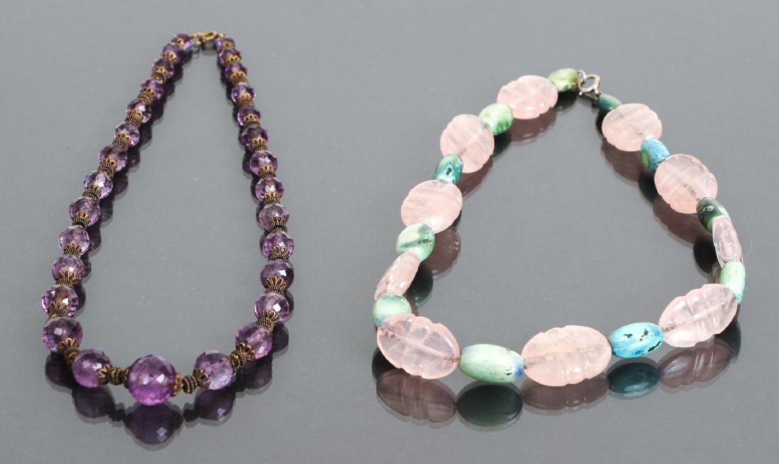 Amethyst and Pink Quartz Necklaces (1 of 7)