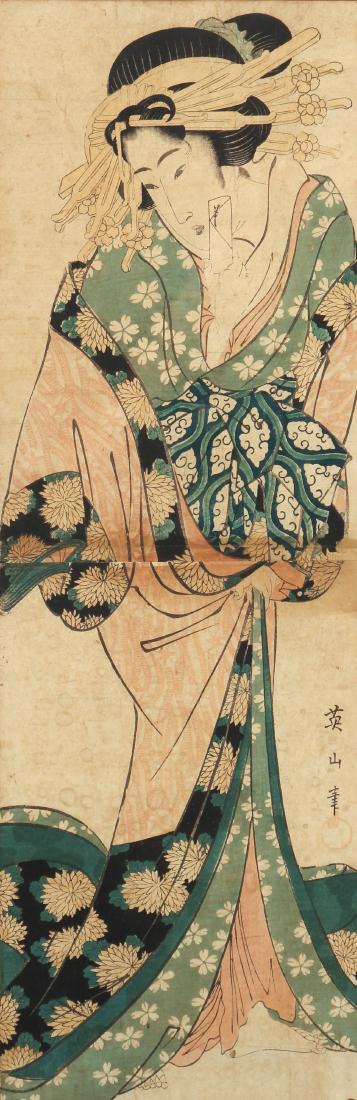 Eizan Kikugawa pilar print of a Geisha (1 of 7)