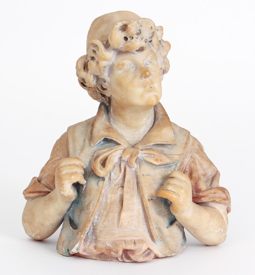 Antique Alabaster Bust of A Young Whistling Boy (1 of 9)