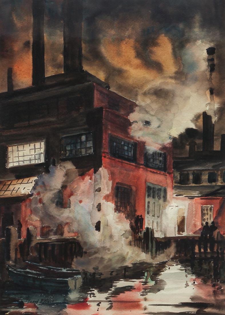 Stuart P. Frost watercolor Industrial Waterfront (1 of 8)