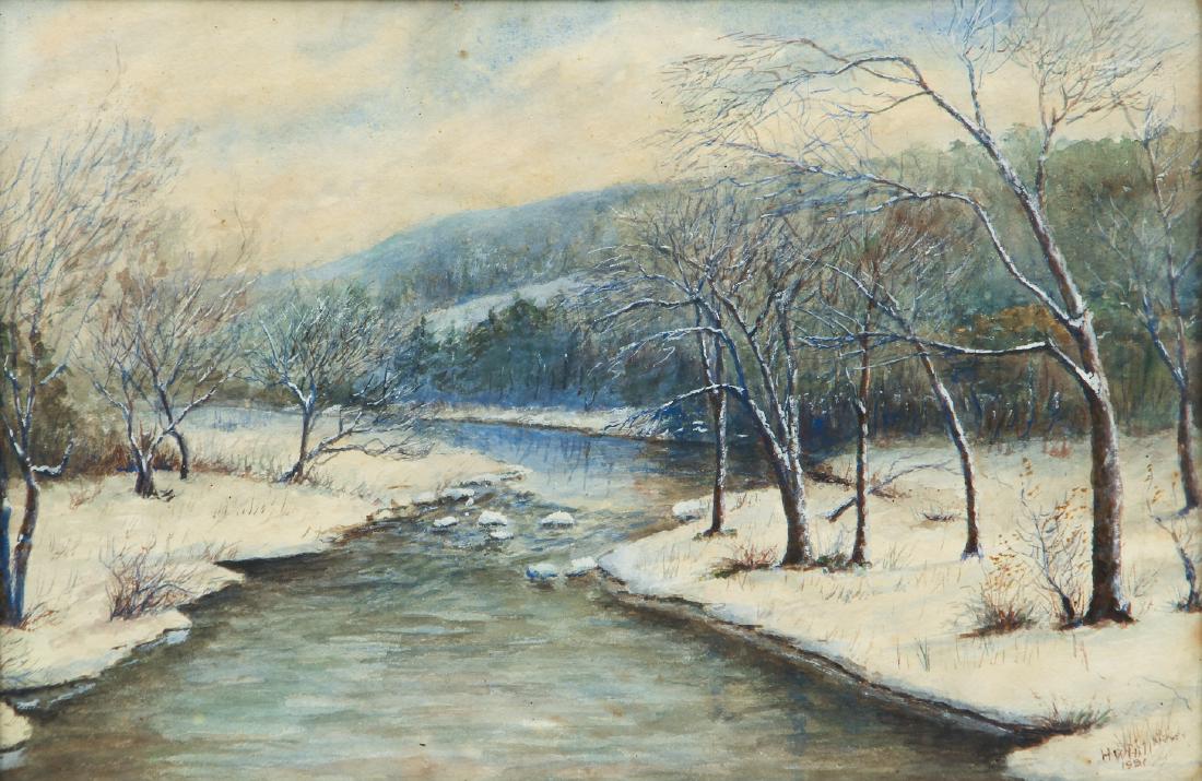 Henry W. Hall watercolor Snowy Landscape (1 of 6)