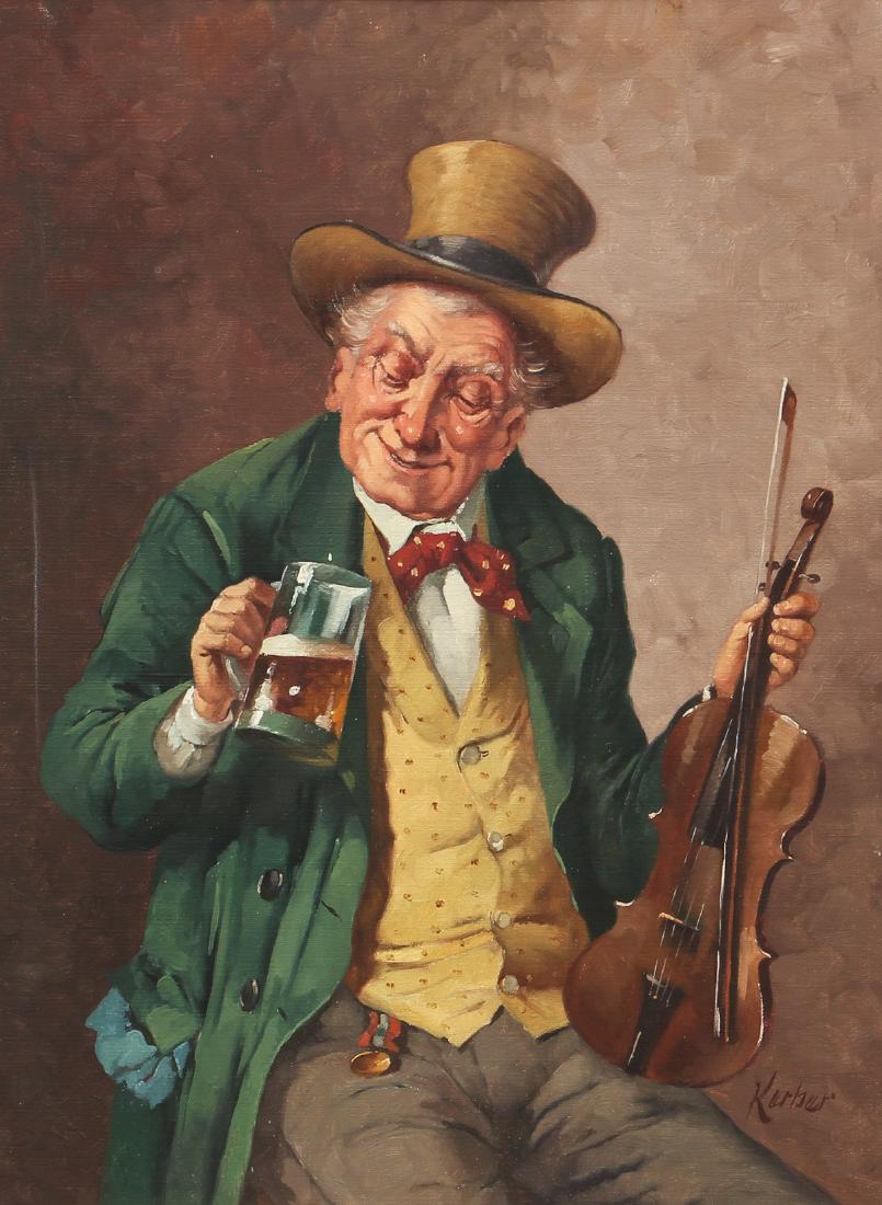 Franz Kerber oil Violinist Enjoying a Beer (1 of 9)