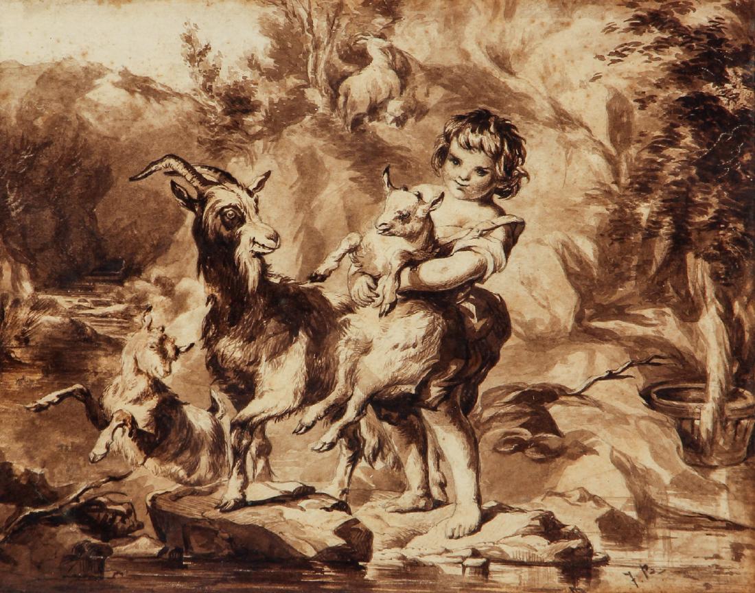 Rococo Drawing of Child Attr. Francesco Bartolozzi (1 of 8)