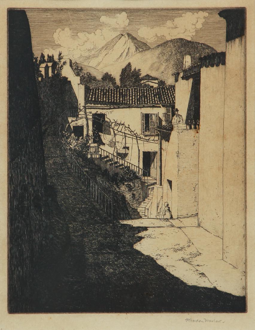 Herbert Gordon Warlow etching and aquatint Cemetery (1 of 6)