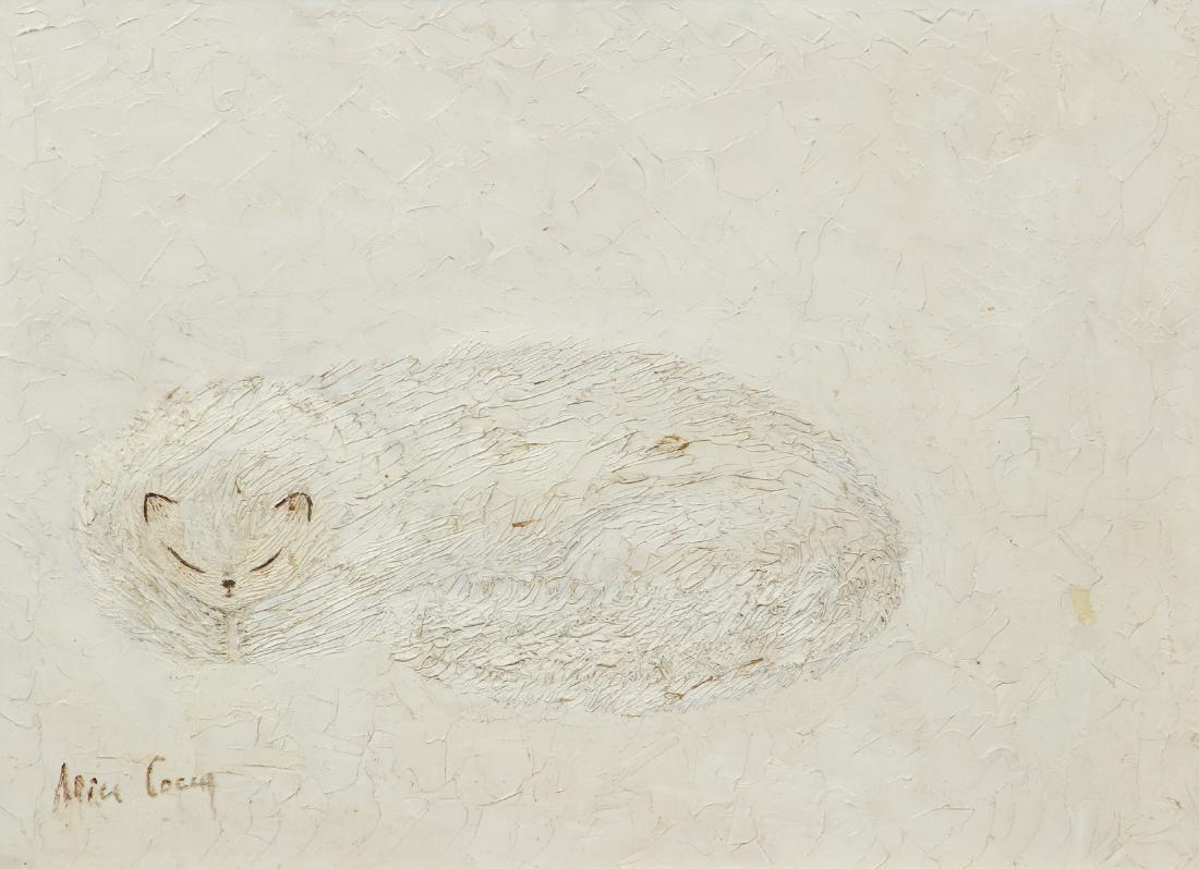 20th Century French School ptg. Sleeping Cat (1 of 6)