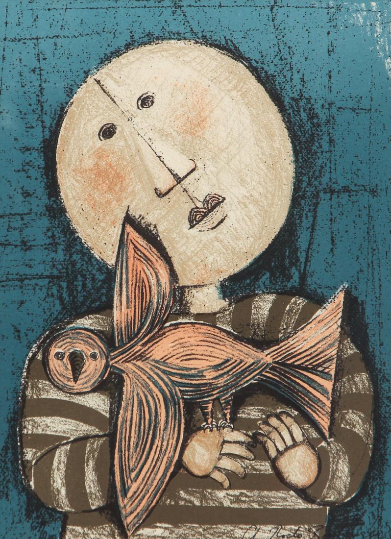 Graciela Rodo Boulanger  lithograph Boy with Bird (1 of 7)