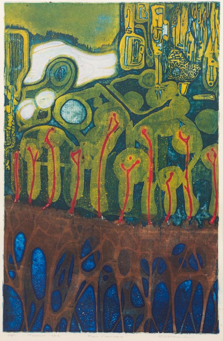 E. B. Franklin hybrid 1969 etching Red Figures (1 of 10)