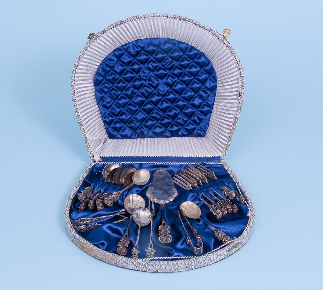 Continental Silver Rose Themed Dessert Set (1 of 13)