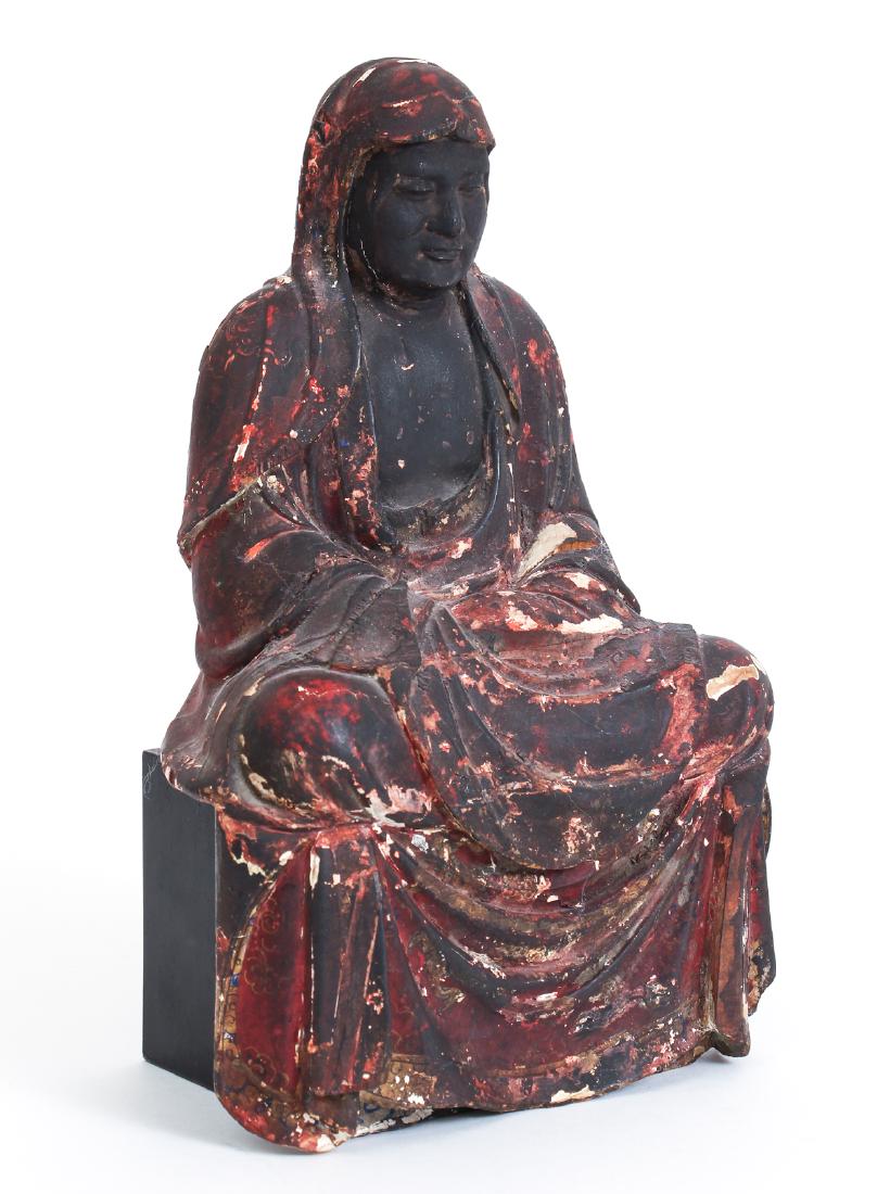 Antique Polychrome Carved Wood Buddha Figure (1 of 10)