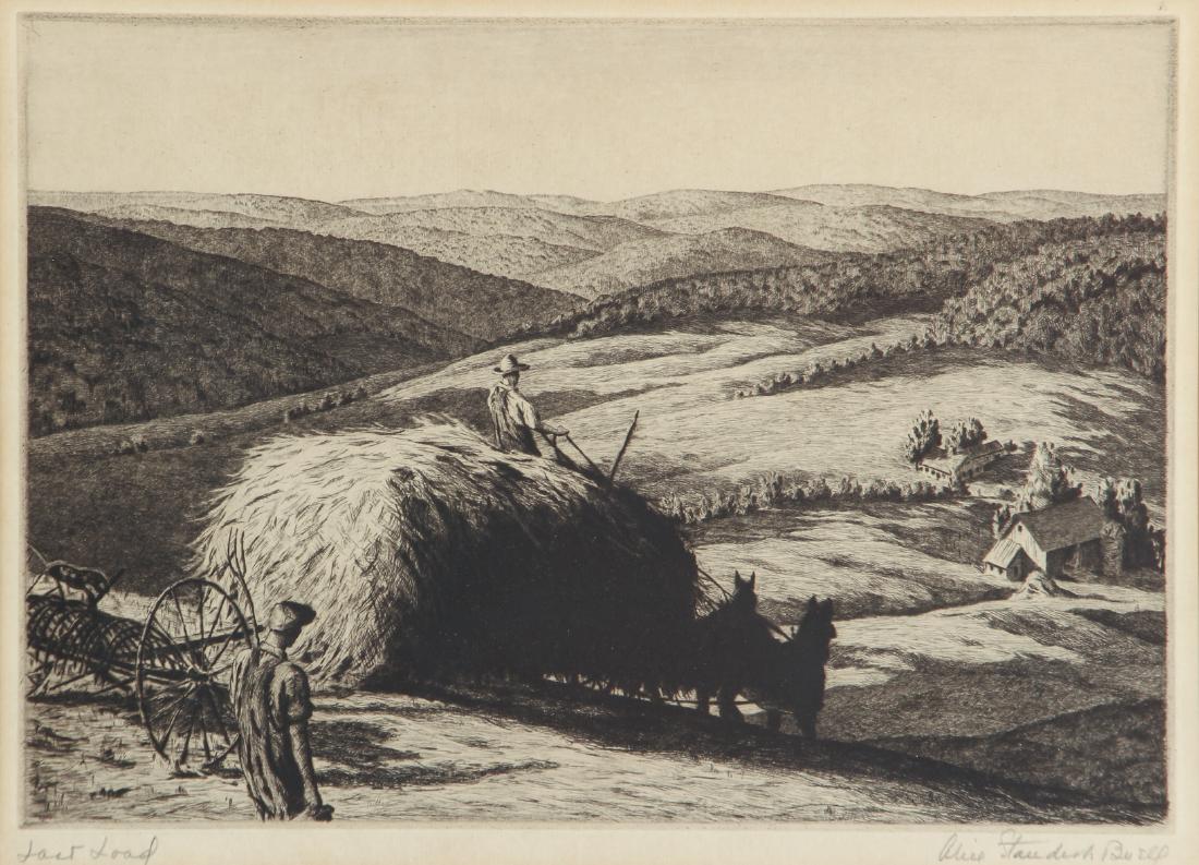 Alice Standish Buell 1939 drypoint etching Last Load (1 of 8)