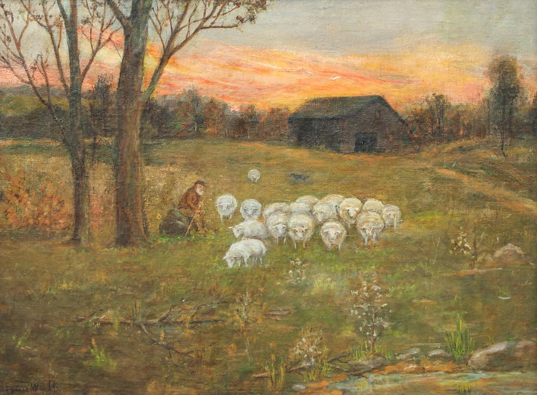 A Bryan Wall Shepherd and Flock Painting (1 of 8)