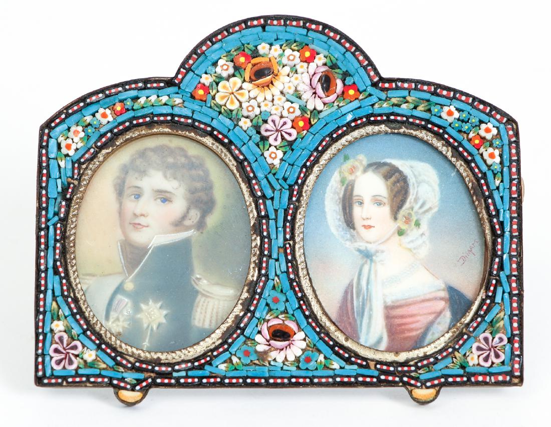 Two Portrait Miniatures in Mosaic Double Frame (1 of 7)