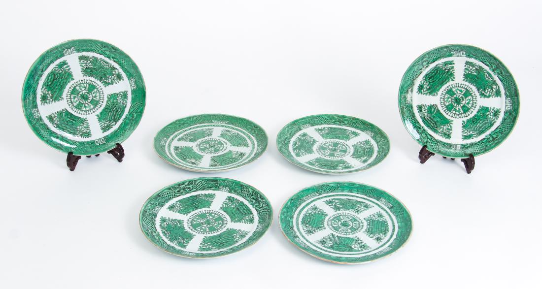 Six Chinese Green Glazed Plates (1 of 9)