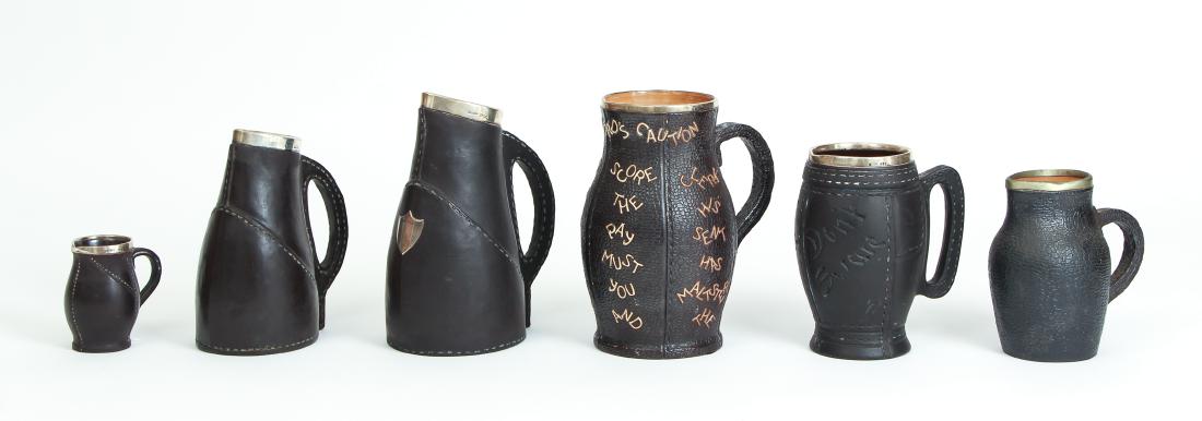 6 Doulton Lambeth Simulated Leather Pitchers (1 of 15)
