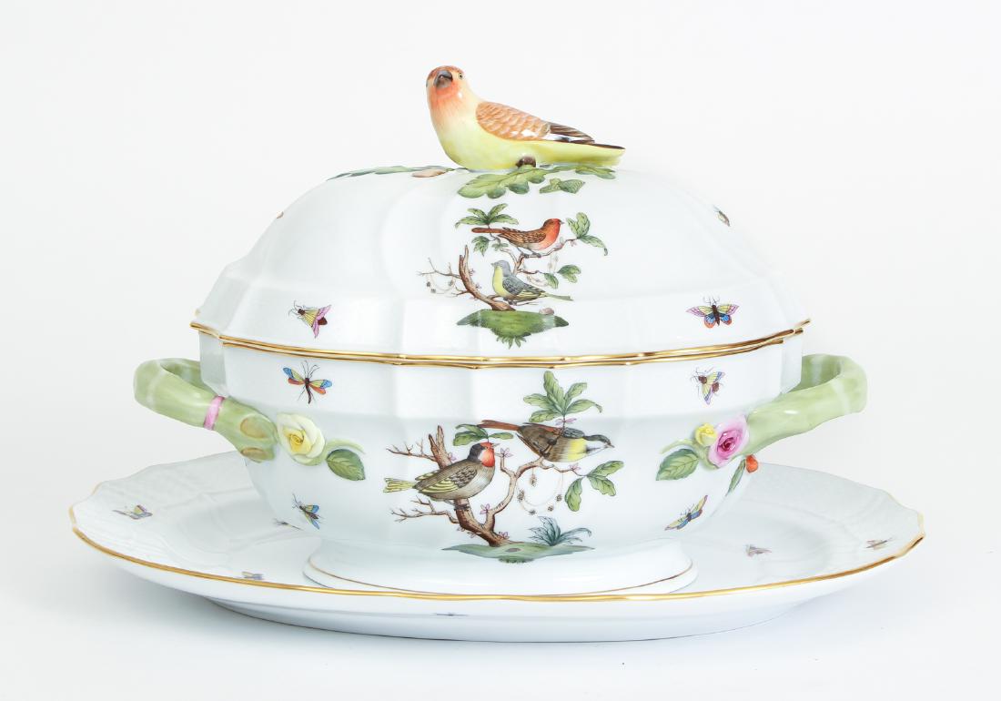 Herend Rothschild Bird Finial Tureen and Tray (1 of 9)