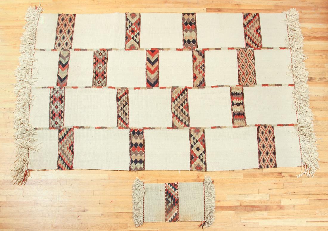 Oriental Style Room Size and Throw Rugs: Oriental style room size and throw rugs, larger measuring 70 by 108 inches.