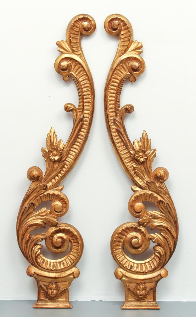 Pair of Cupid Themed Gold Gilt Carved Wood Brackets (1 of 7)