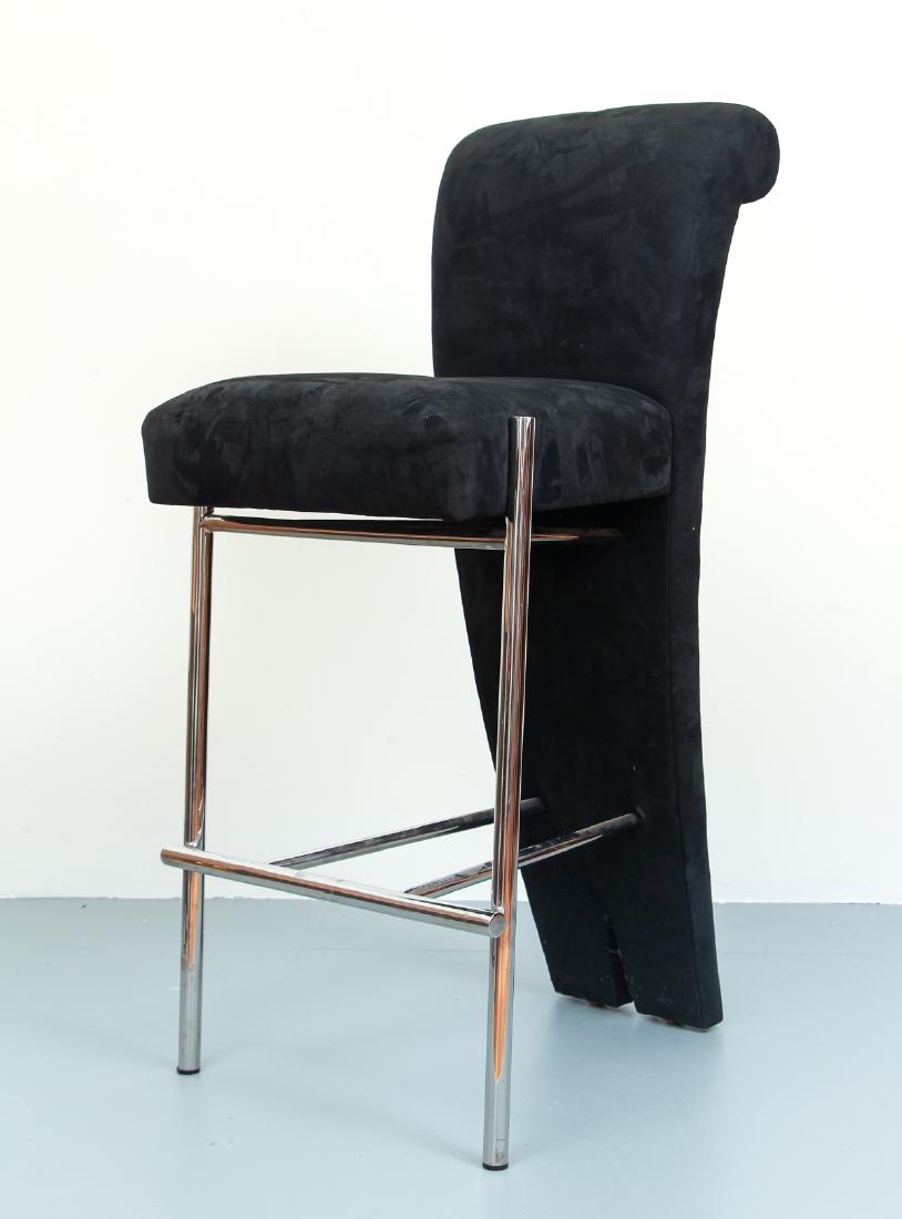 Chrome and Suede Leather Tuxedo Bar Stool (1 of 7)