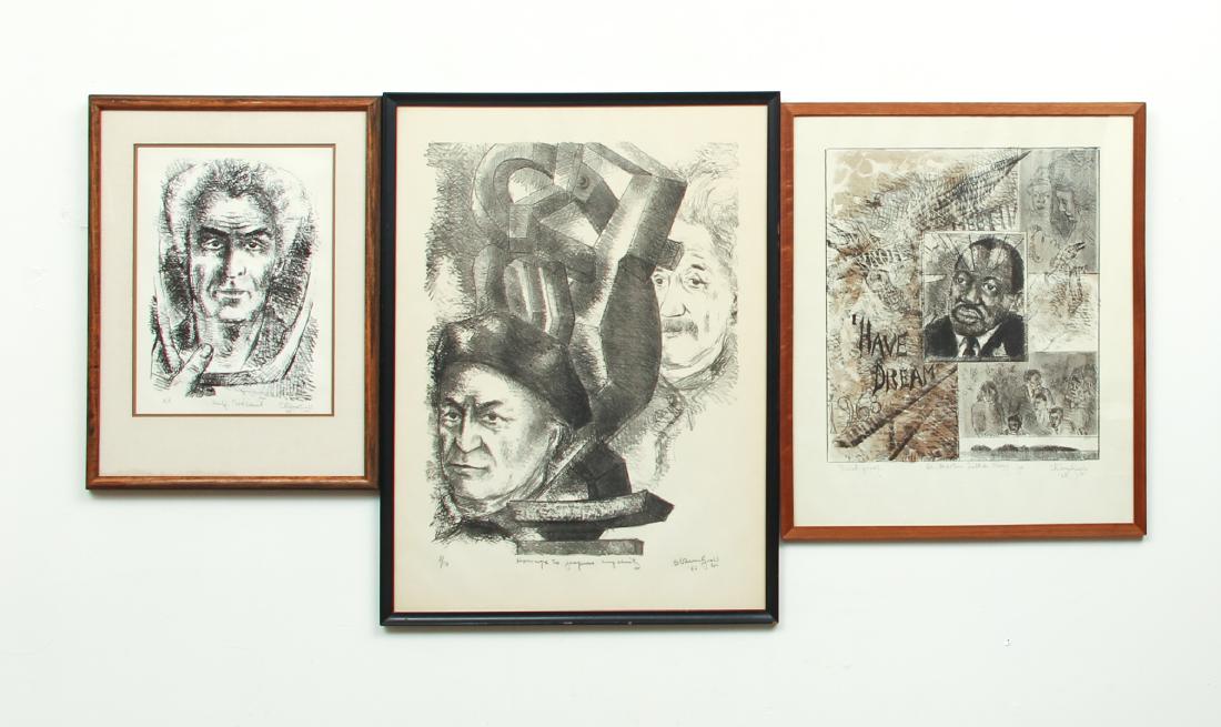 3 framed Chaim Gross orig lithographs, all pencil (1 of 10)