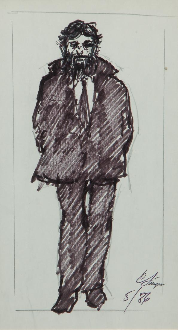 Clyde Singer 1986 drawing Bearded Man Walking (1 of 6)