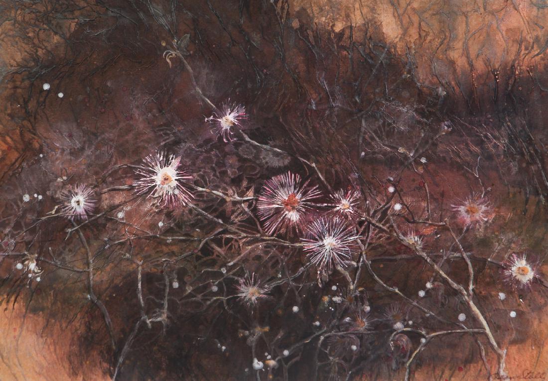 Jean Stull 1988 watercolor Thistle Abstraction (1 of 7)