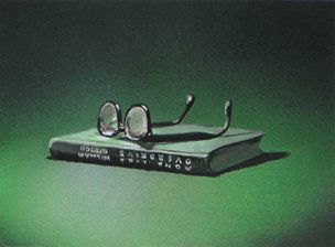 Dike Blair Untitled 1988 wc: Artist: Blair, Dike (American, born 1952) Title: Untitled (Book and Glasses Still Life) Date: 1988 Medium: watercolor Dimensions: 9 x 12.2 inches Description: A wonderful introspective still li