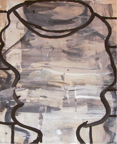 Gary Komarin ptg. on paper: Artist: Komarin, Gary (20th Century American) Title: Untitled Abstract Date: 2000 Medium: encaustic painting on paper Dimensions: 30 x 22 inches Description: interesting abstraction by Komarin<