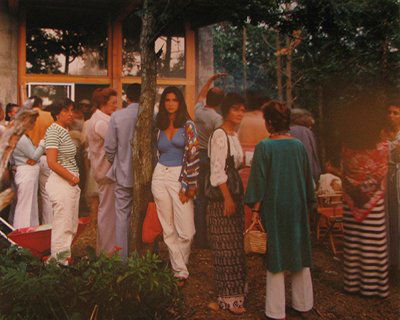 Vintage Joel Meyerowitz photograph: Artist: Meyerowitz, Joel (American, b. 1938) Title: Garden Party Medium: chromogenic print Dimensions: 18.5 x 23 inches (sight) Signature: signed, titled, and dated 1988 on the photo reverse Frame