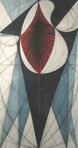 John Newman large color etching: Artist: Newman, John (American, born 1952) Title: Untitled Date: 1988 Medium: color etching and aquatint Dimensions: 47 x 23.5 inches Edition Number: 29/58 Signature: pencil signed a