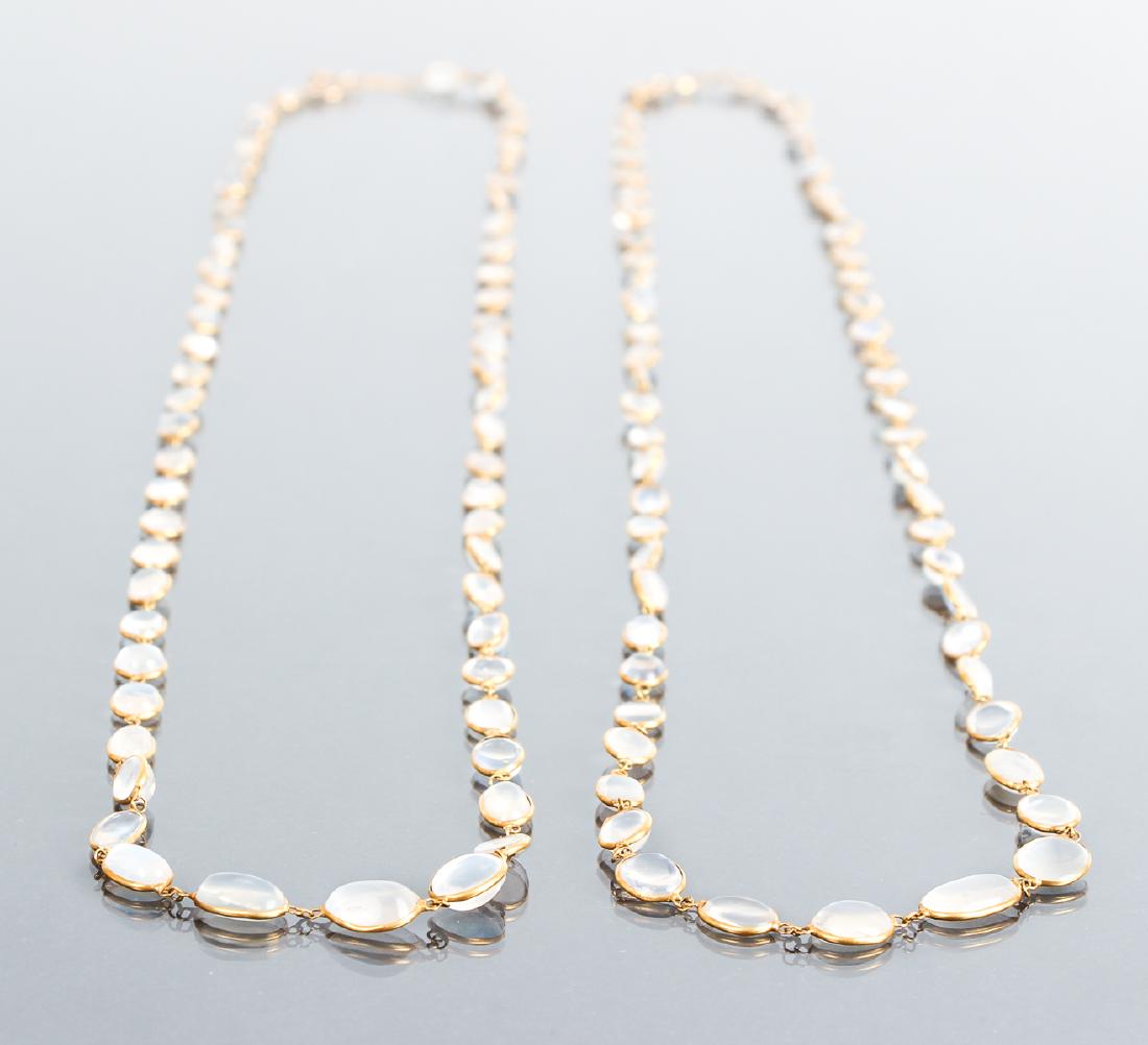 Two 9 K Gold and Moonstone Necklaces (1 of 4)