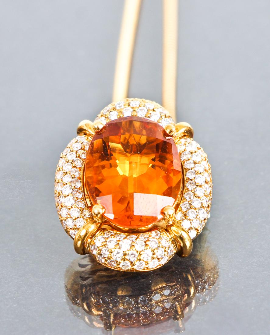 14 K Gold Necklace with 18 K Gold and Topaz Pendant (1 of 4)