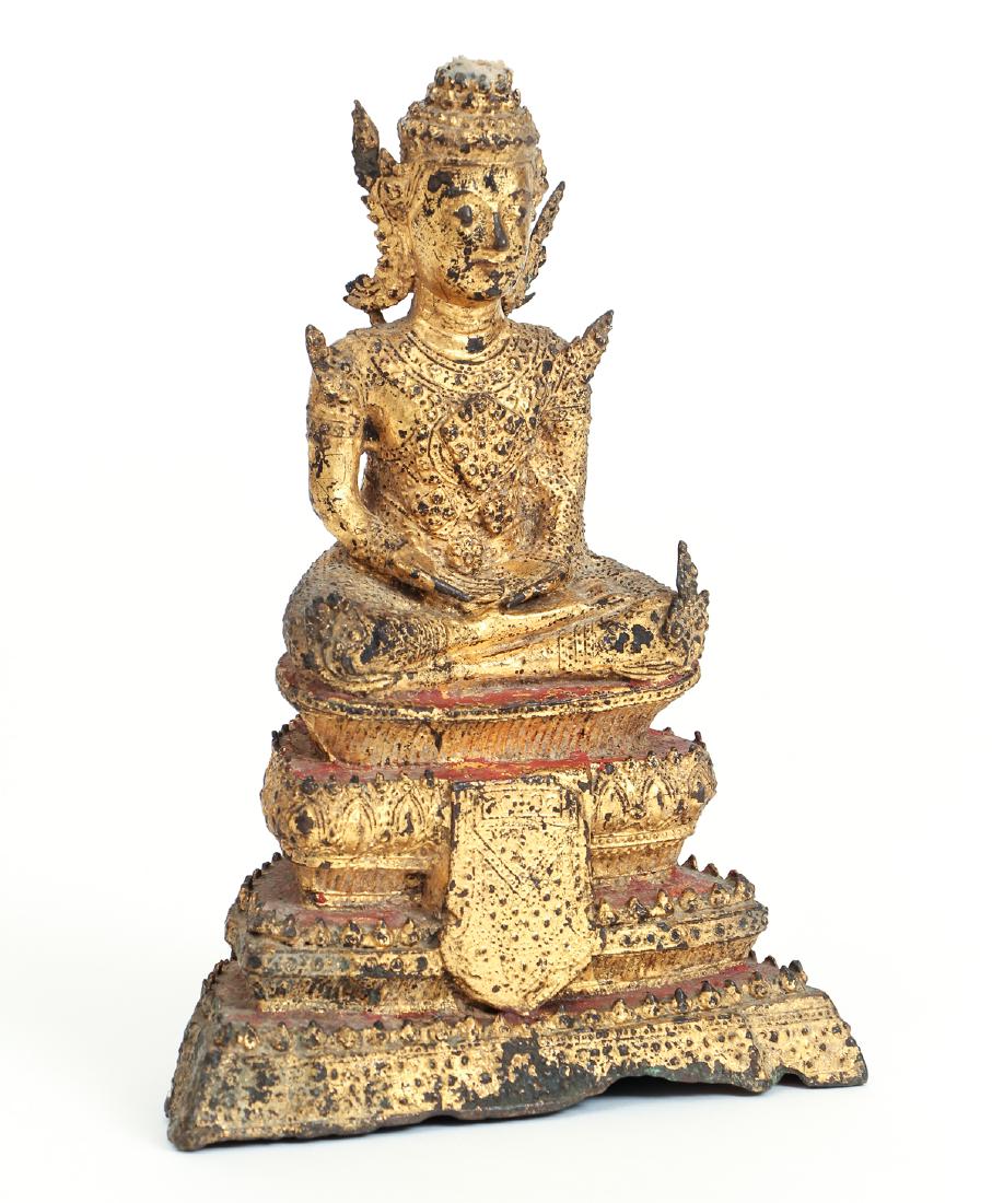 Antique Bronze and Gilt Ayutthaya Buddha: Antique bronze and gilt Ayutthaya Buddha, 8.5 inches.