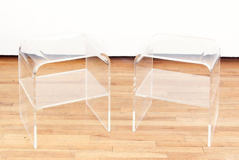 Pair Of Mid Century Lucite End Tables
