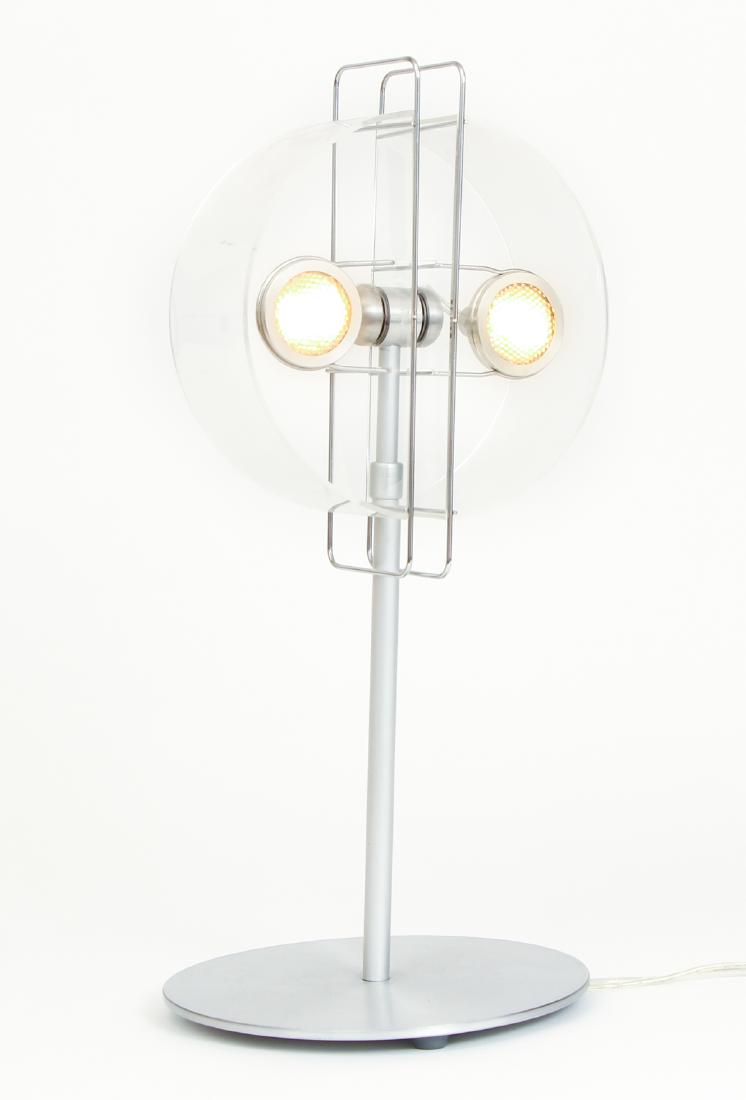 Pablo Pardo Modern Table Lamp: Pablo Pardo modern table lamp in 'gloss' design, LED lamp with transparent twin acrylic shades that can be positioned vertically or horizontally, lamp can be positioned to any desired angle and height