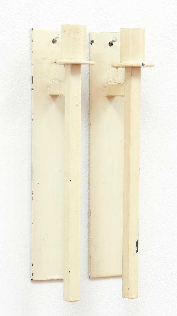 Pair of Van Keppel and Green Candle Sconces: Pair of white painted wrought iron candle sconces by Van Keppel and Green, c. 1960s, each measures 10.75" x 2".