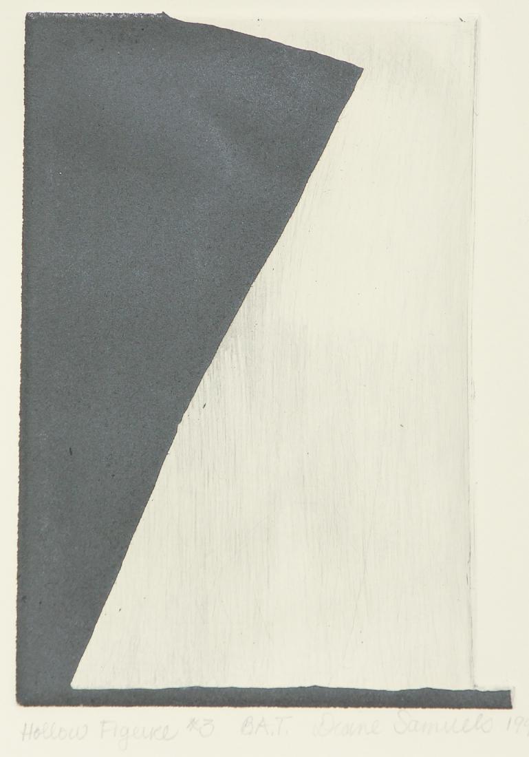 Diane Samuels Hollow Figure #3, 1991: Samuels, Diane (American, 1954-) Hollow figure #3. B.A.T. 1991. Etching. Print size 7 x 5, paper size 15 x 11. Title, designation, signature and date written below the print in pencil.