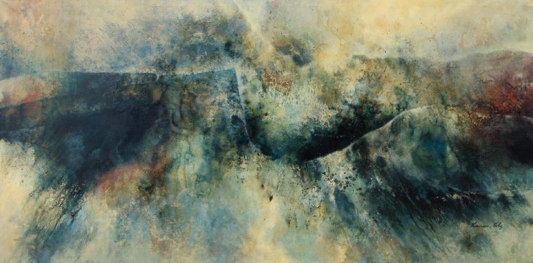 Larissa Osby oil Sierra Nevada: Osby, Larissa Geiss (Russian/American, 1928-2017), Sierra Nevada, oil on canvas, 45 x 90 inches, signed and dated lower right, Provenance; Pittsburgh Plan for Art, with strip frame 46.25 x 91.25 inche