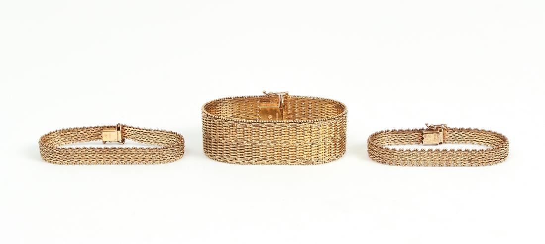 Three Gold Vermeil Italian Mesh Bracelets (1 of 5)
