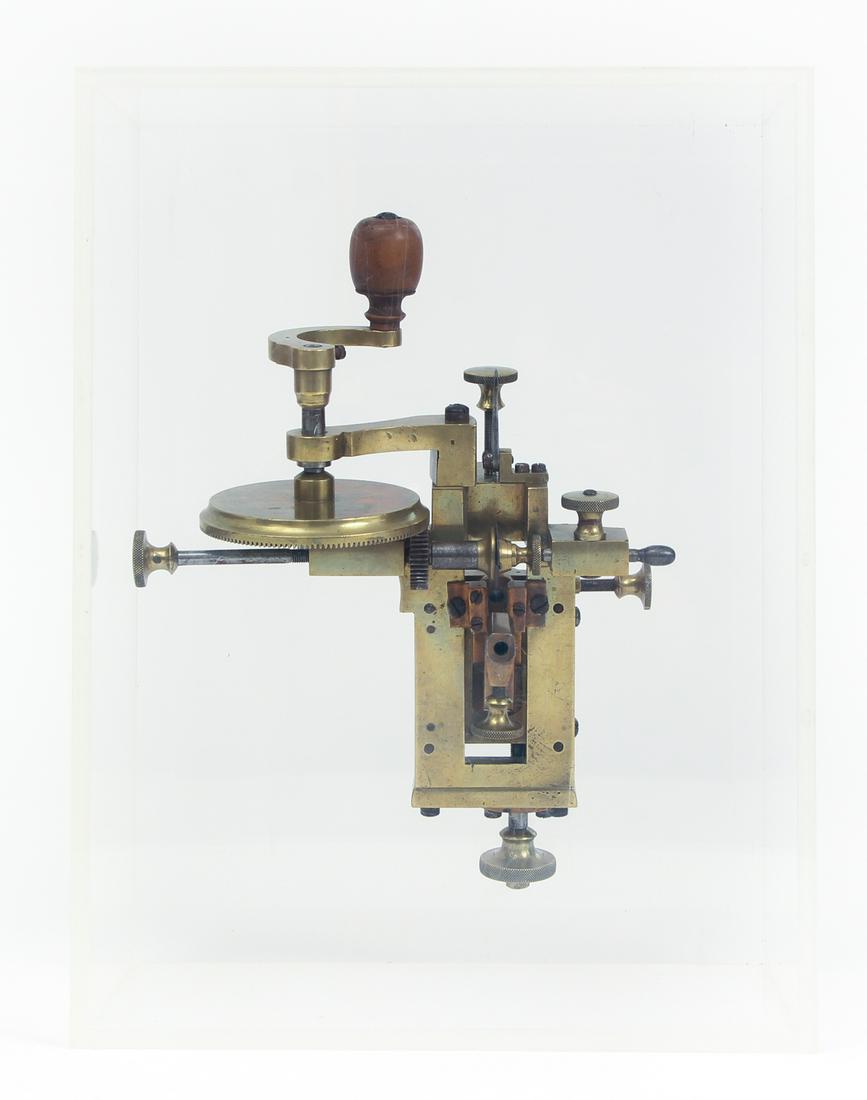 Antique Precision Lathe in Custom Lucite Case (1 of 5)