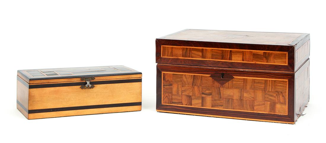Two Inlaid Wood Marquetry Boxes (1 of 14)