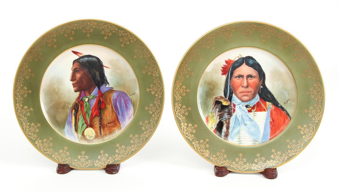 Two Limoges Native American Portrait Plates (1 of 9)