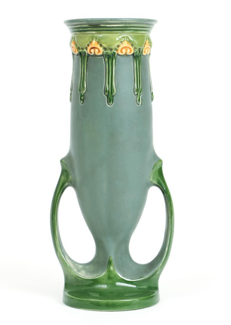 Austrian Art Nouveau Amphora Vase: Austrian art nouveau amphora vase, 11 by 5.5 inches.