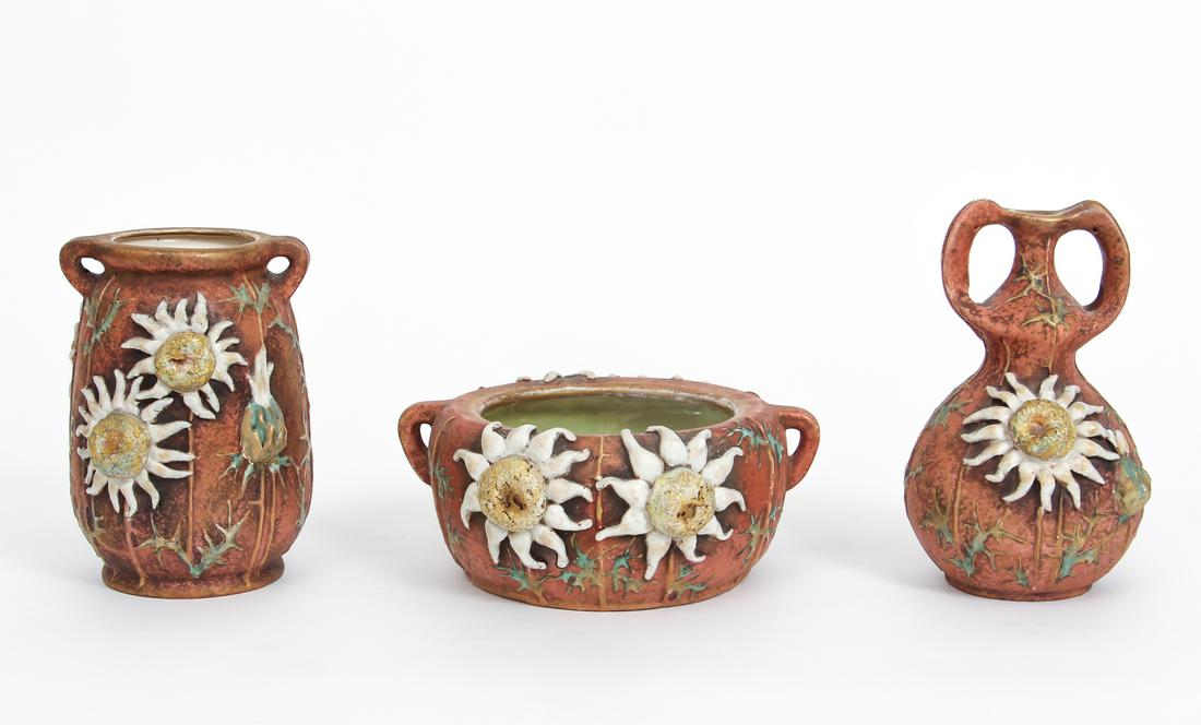 Three Amphora Thistle Themed Pottery Pieces (1 of 9)