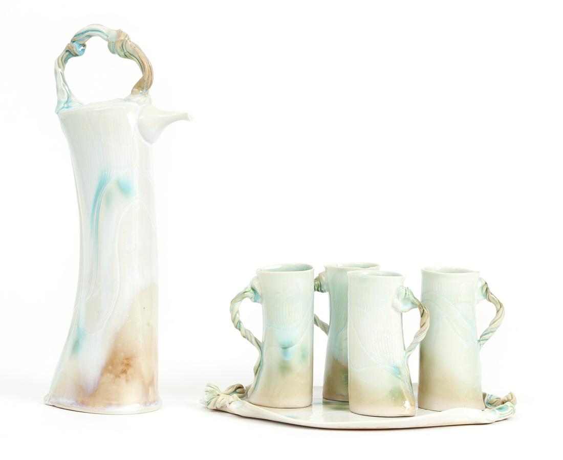 Contemporary Ceramic Art Nouveau Tea Pot and Cups (1 of 6)