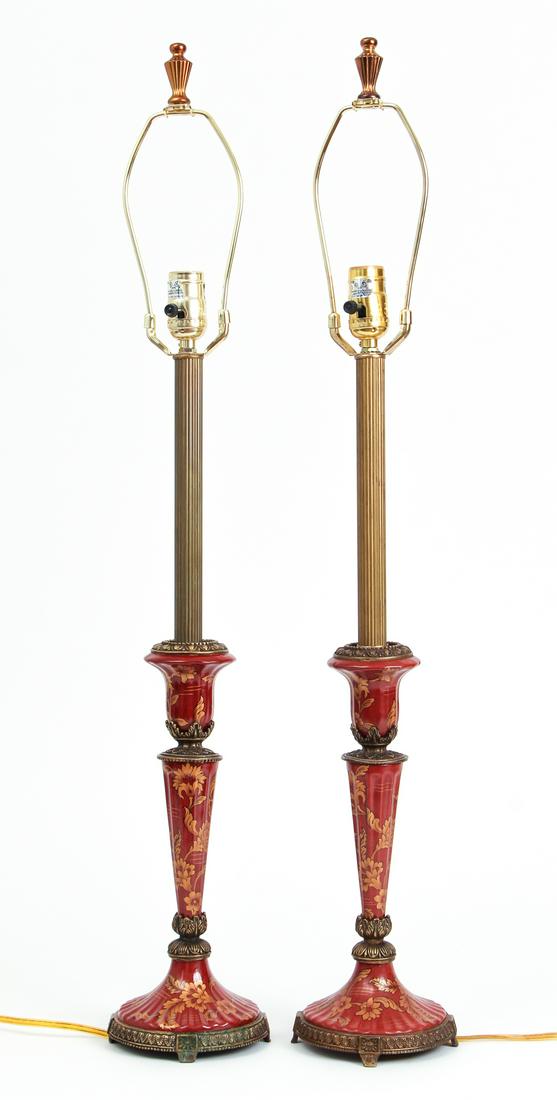 Pair of Chinoserie Candlestick Form Lamps (1 of 5)