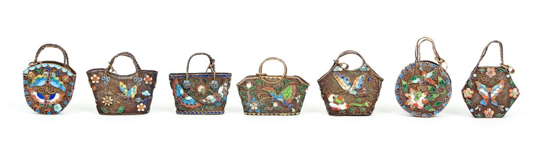 Seven Antique Chinese Enamel Pendants (1 of 7)