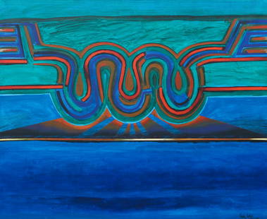 Perez Celis Serpiente Verde, 1968 ptg: Celis, Perez (Argentinian, 1939-2008), Serpiente Verde, 1968, oil on canvas, 33 x 41.5 inches, signed, titled, dated, and inscribed Buenos Aieres Argentina on canvas reverse, signed and dated lower ri