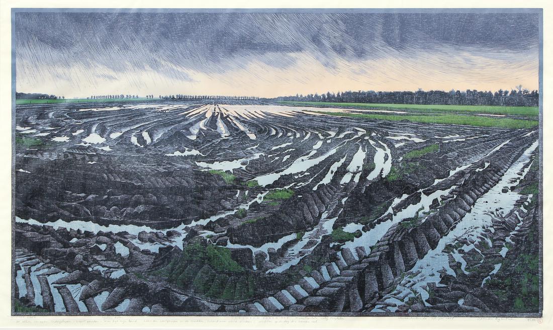 Siemen Dijkstra Woodblock Print of Field (1 of 9)